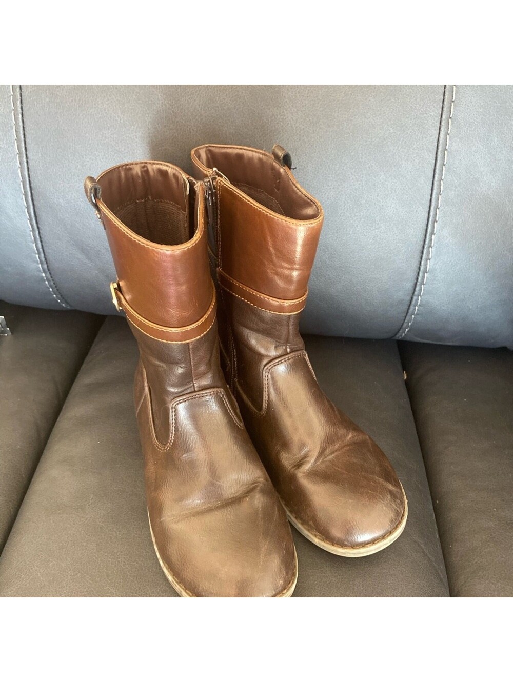 Gymboree Brown Faux Leather Buckle Ankle Boots – Girls Size 1